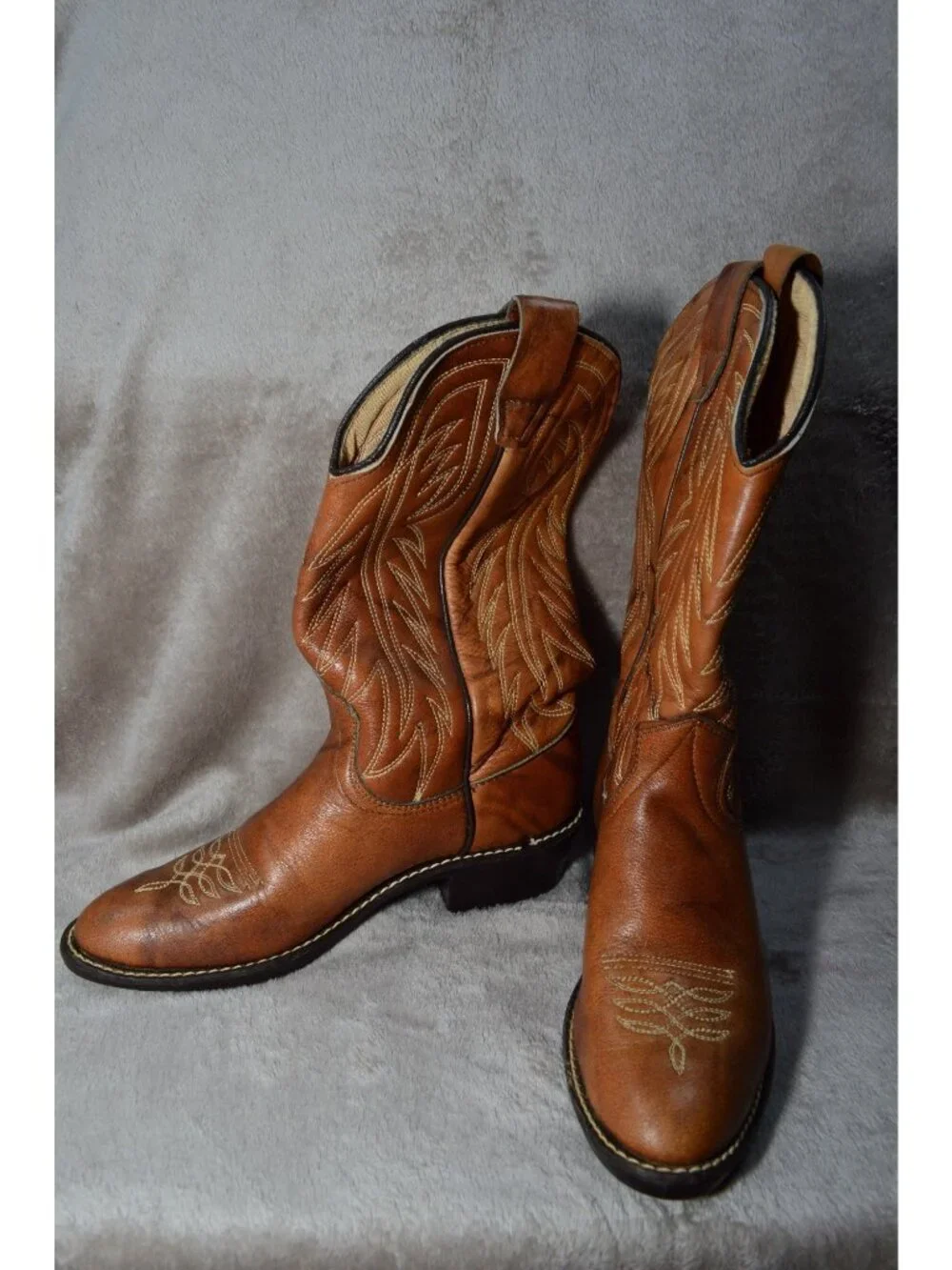 Wrangler Kids Youth Size 4 Boots Western Classic Rodeo Brown Leather Round
